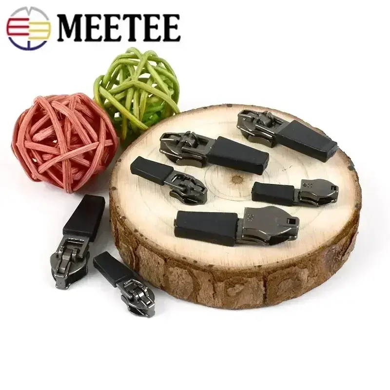 10-100Pcs Meetee 3# 5# Waterproof Zippers Slider Puller for Nylon Zipper Reverse Invisible Zip Repair Kit DIY Sewing Accessories