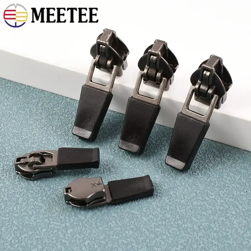 10-100Pcs Meetee 3# 5# Waterproof Zippers Slider Puller for Nylon Zipper Reverse Invisible Zip Repair Kit DIY Sewing Accessories
