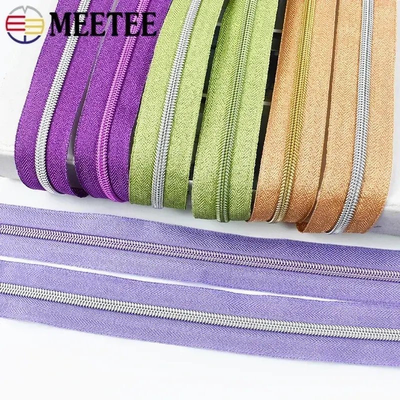 5# Sewing Zippers Tape +Nylon Zipper Slider Plastic Coil Zips Pulls Bag Pocket Decorative Heads Repair Kit Accessory