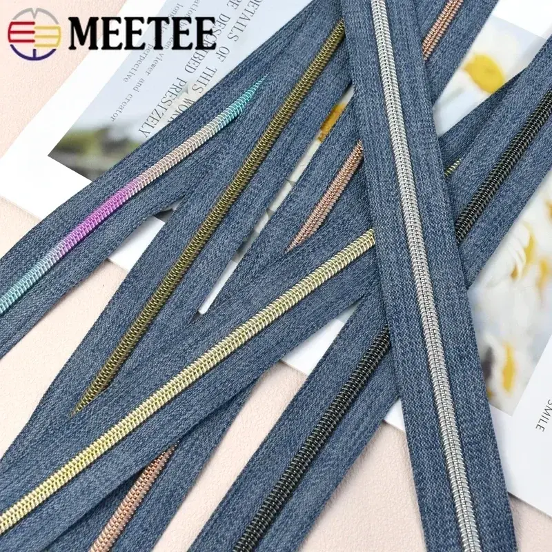 1-10M 5# Nylon Zippers Tape By The Meter For Sewing Bags Zipper Clothes Luggage Coil Zips Jacket Shoes Zip Repair Kit Accessory