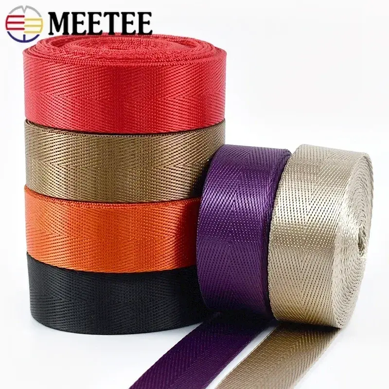 Meetee 10Meters 25mm 1mm Thick Nylon Webbing Tape Backpack Strap Band Ribbon Seat Belt DIY Bag Binding Fabric Sewing Accessories