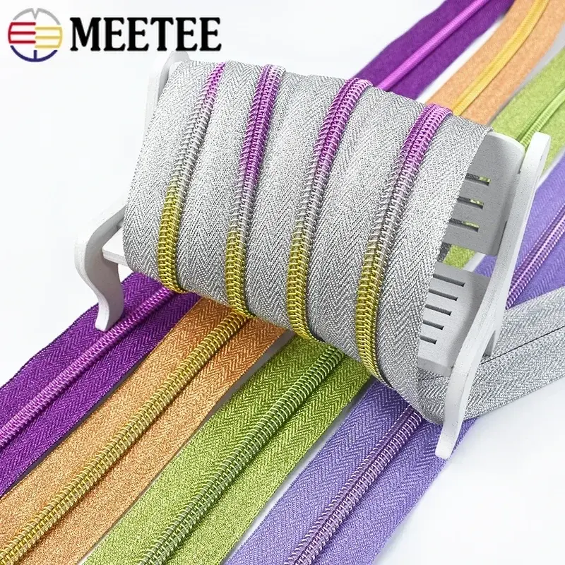 5# Sewing Zippers Tape +Nylon Zipper Slider Plastic Coil Zips Pulls Bag Pocket Decorative Heads Repair Kit Accessory