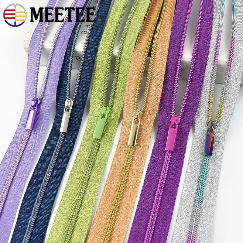 5# Sewing Zippers Tape +Nylon Zipper Slider Plastic Coil Zips Pulls Bag Pocket Decorative Heads Repair Kit Accessory