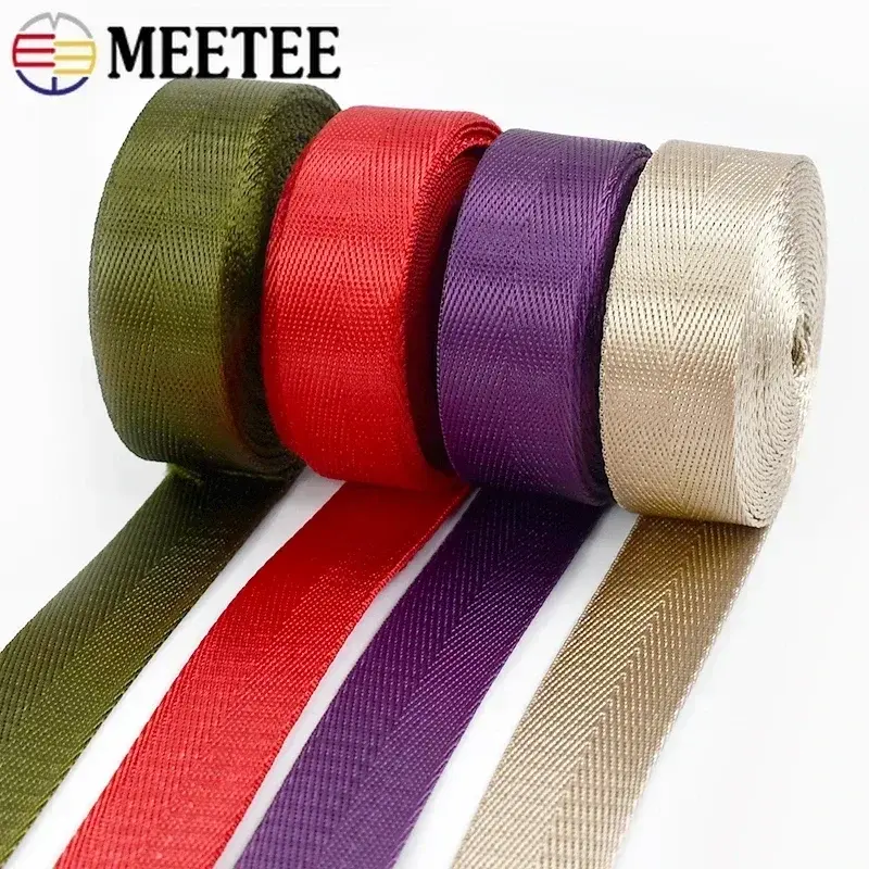 Meetee 10Meters 25mm 1mm Thick Nylon Webbing Tape Backpack Strap Band Ribbon Seat Belt DIY Bag Binding Fabric Sewing Accessories