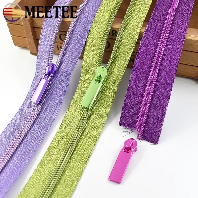 5# Sewing Zippers Tape +Nylon Zipper Slider Plastic Coil Zips Pulls Bag Pocket Decorative Heads Repair Kit Accessory