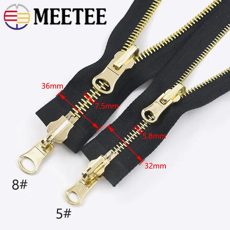 1Pc 60-120cm 5# 8# Double-slider Metal Zippers Rotary Reversible Zipper for Sewing Coat Jacket Zips Repair Kit DIY Accessories