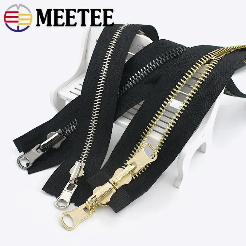 1Pc 60-120cm 5# 8# Double-slider Metal Zippers Rotary Reversible Zipper for Sewing Coat Jacket Zips Repair Kit DIY Accessories