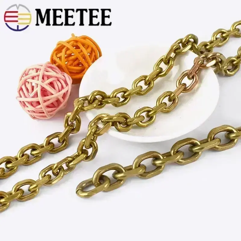 50/100cm Metal Bag Chains Fashion Solid Brass Wallet Chain Men Belt Pants Keychain Trousers Jeans DIY Leather Crafts Accessories
