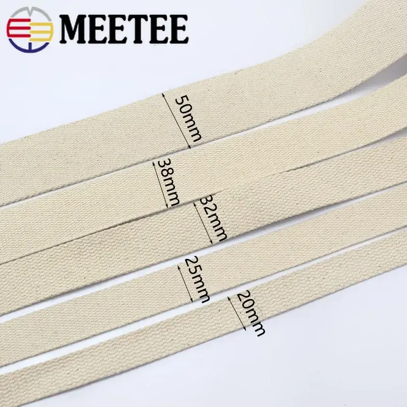 4Meters 20/25/30/38/50mm Beige Webbings Tape For Bag Backpack Cotton Ribbon Belt Luggage Strap DIY Clothes Sewing Accessories