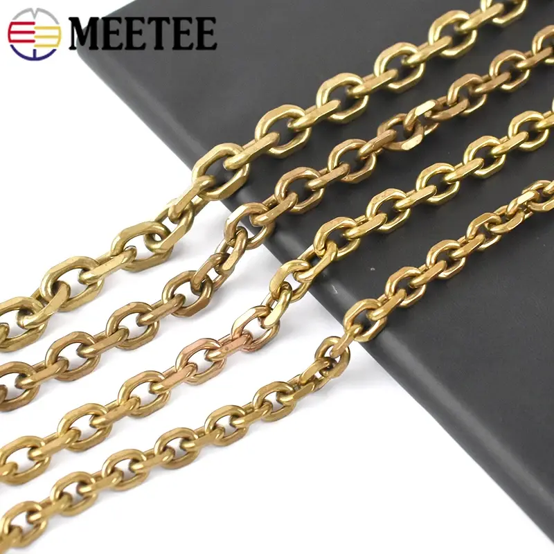 50/100cm Metal Bag Chains Fashion Solid Brass Wallet Chain Men Belt Pants Keychain Trousers Jeans DIY Leather Crafts Accessories