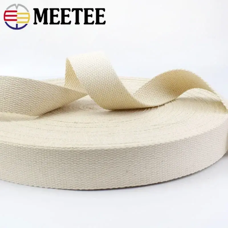 4Meters 20/25/30/38/50mm Beige Webbings Tape For Bag Backpack Cotton Ribbon Belt Luggage Strap DIY Clothes Sewing Accessories