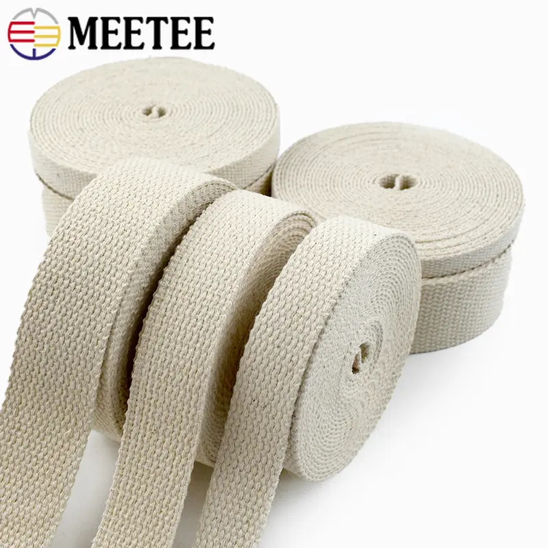 4Meters 20/25/30/38/50mm Beige Webbings Tape For Bag Backpack Cotton Ribbon Belt Luggage Strap DIY Clothes Sewing Accessories