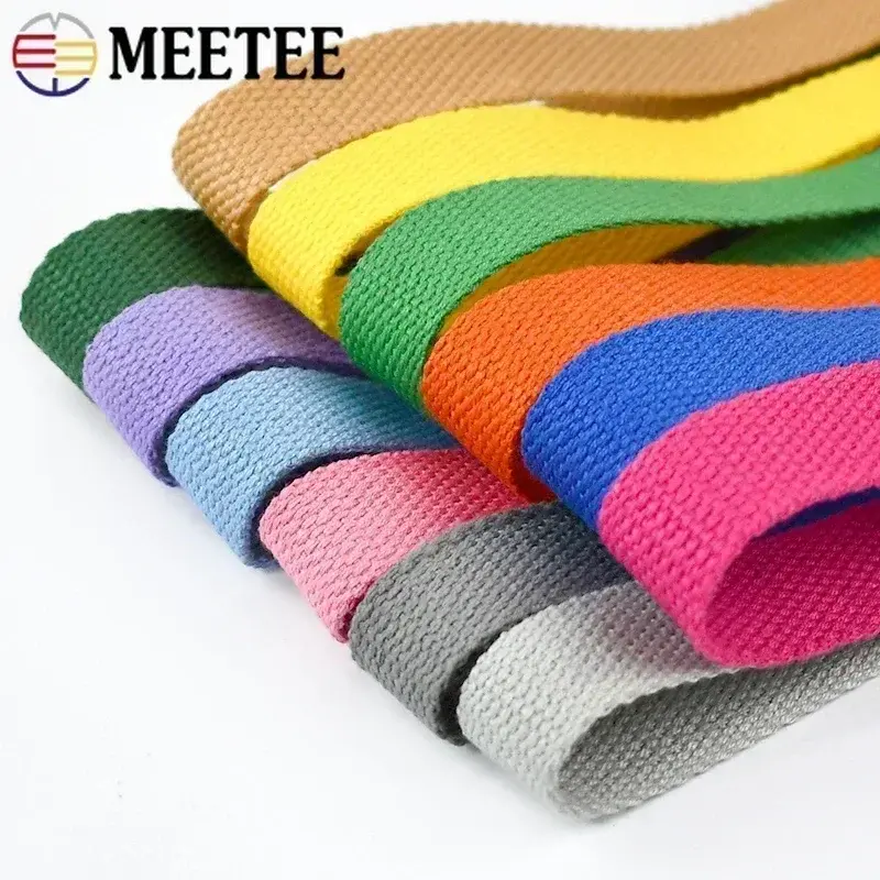 20-50mm 10M Cotton Webbing Tape for Bag Strap 1.3mm Thick Backpack Label Ribbon Band Clothes Bias Binding DIY Sewing Accessories