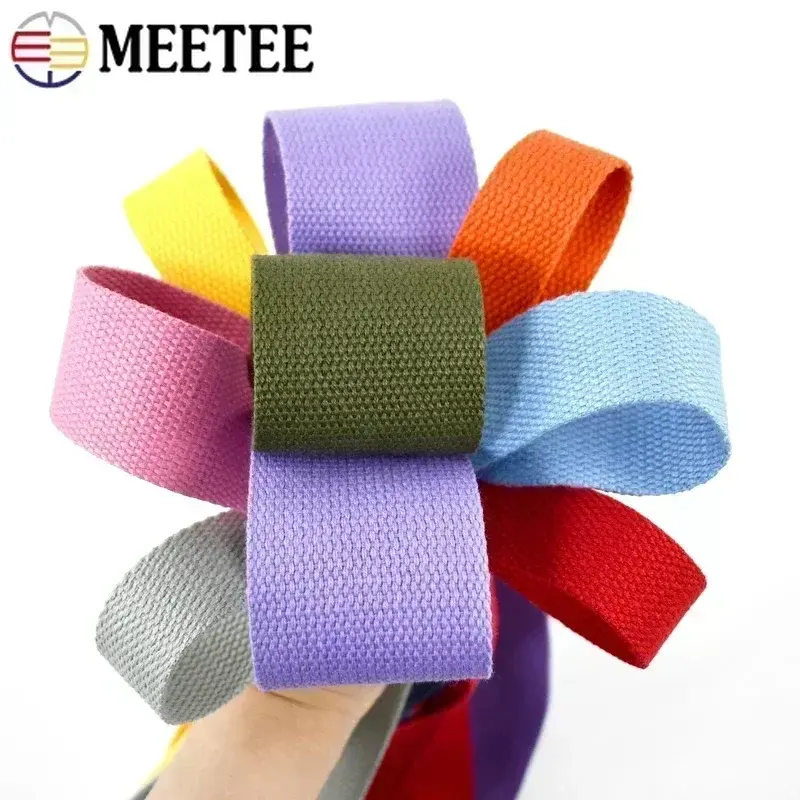 20-50mm 10M Cotton Webbing Tape for Bag Strap 1.3mm Thick Backpack Label Ribbon Band Clothes Bias Binding DIY Sewing Accessories