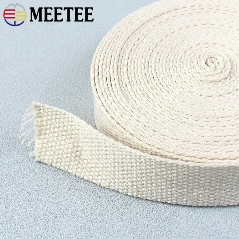 20-50mm 10M Cotton Webbing Tape for Bag Strap 1.3mm Thick Backpack Label Ribbon Band Clothes Bias Binding DIY Sewing Accessories