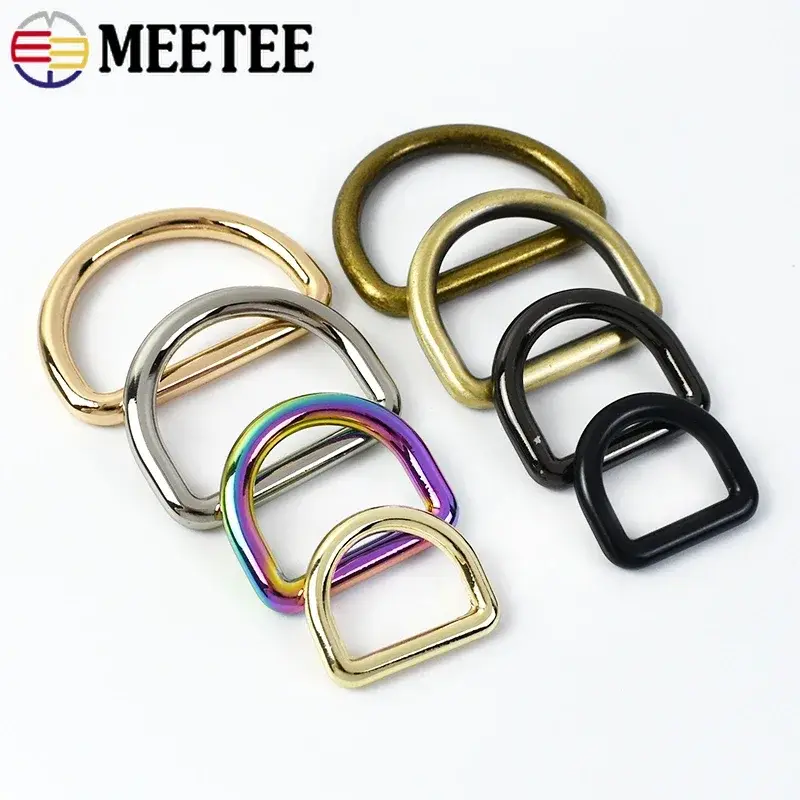5Pcs Meetee Metal D Ring Buckle for Strap Bag Belt Clasp Webbing Dog Collar Hook Connector DIY Handbag Hanger Sewing Accessories
