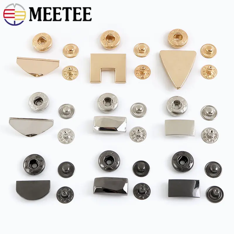 10-30Sets Meetee Metal Snap Buttons for Bag Coat Down Jacket Fastener Press Buckle Leather Craft DIY Sewing Supplies Accessories