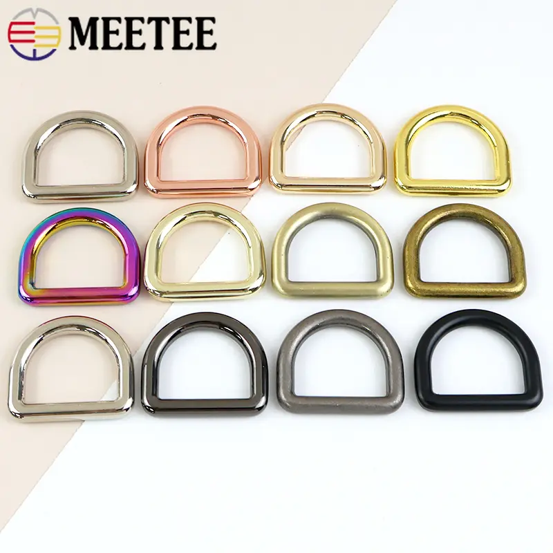 5Pcs Meetee Metal D Ring Buckle for Strap Bag Belt Clasp Webbing Dog Collar Hook Connector DIY Handbag Hanger Sewing Accessories