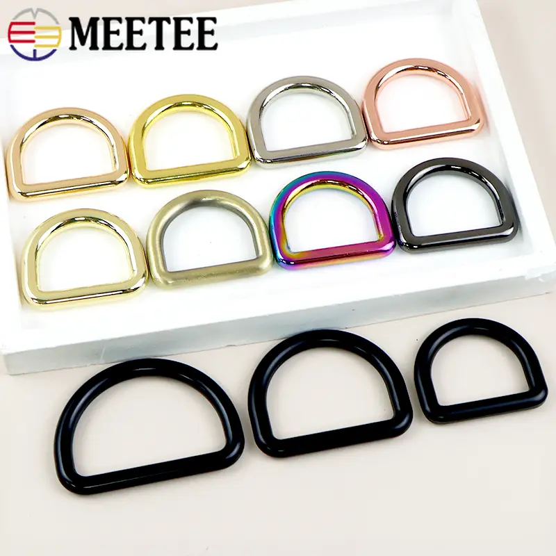 5Pcs Meetee Metal D Ring Buckle for Strap Bag Belt Clasp Webbing Dog Collar Hook Connector DIY Handbag Hanger Sewing Accessories