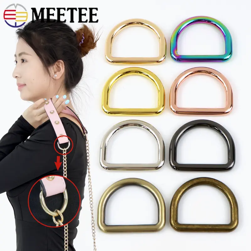 5Pcs Meetee Metal D Ring Buckle for Strap Bag Belt Clasp Webbing Dog Collar Hook Connector DIY Handbag Hanger Sewing Accessories