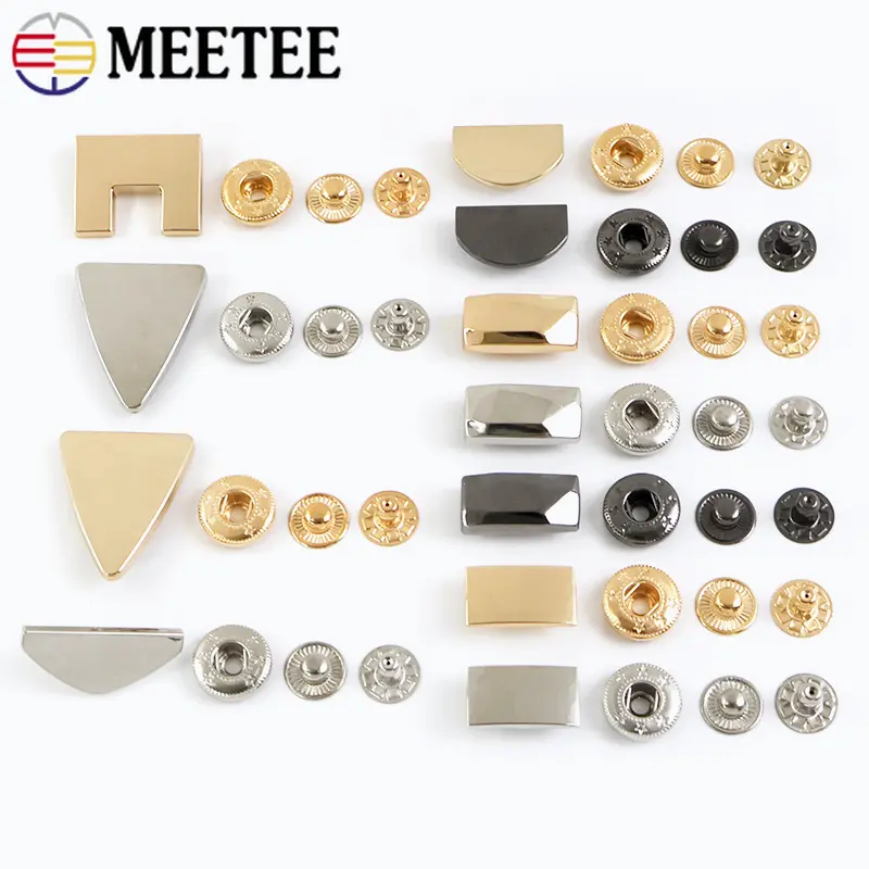 10-30Sets Meetee Metal Snap Buttons for Bag Coat Down Jacket Fastener Press Buckle Leather Craft DIY Sewing Supplies Accessories