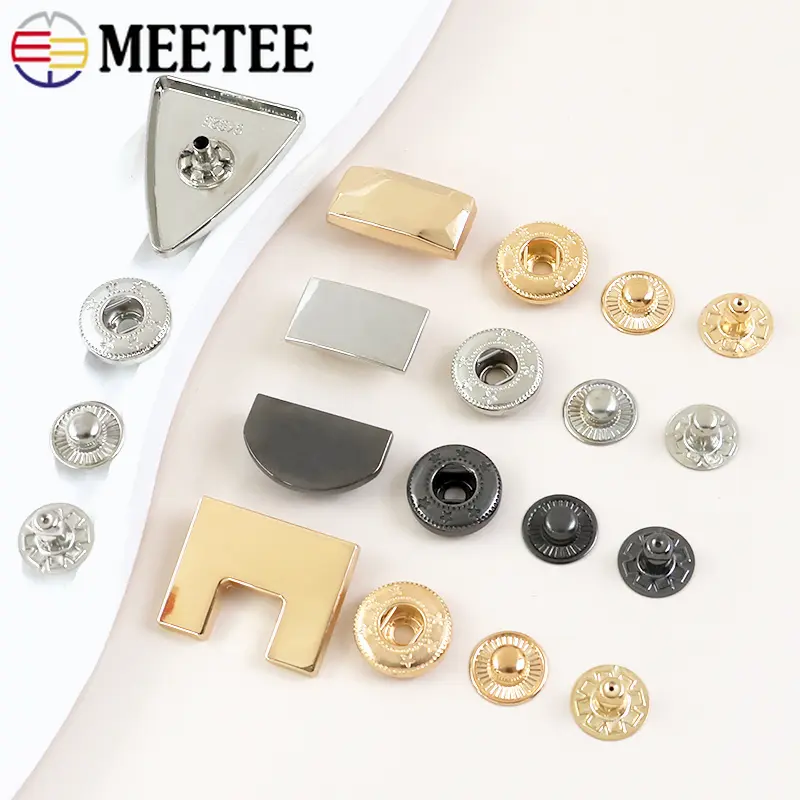 10-30Sets Meetee Metal Snap Buttons for Bag Coat Down Jacket Fastener Press Buckle Leather Craft DIY Sewing Supplies Accessories