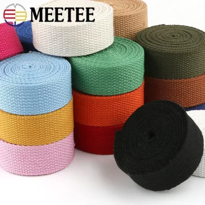 20-38mm 8Meters 2mm Thick Polyester Cotton Webbing Tapes Ribbon Belt for Canvas Bags Backpack Strap Bands Garment Sewing Crafts