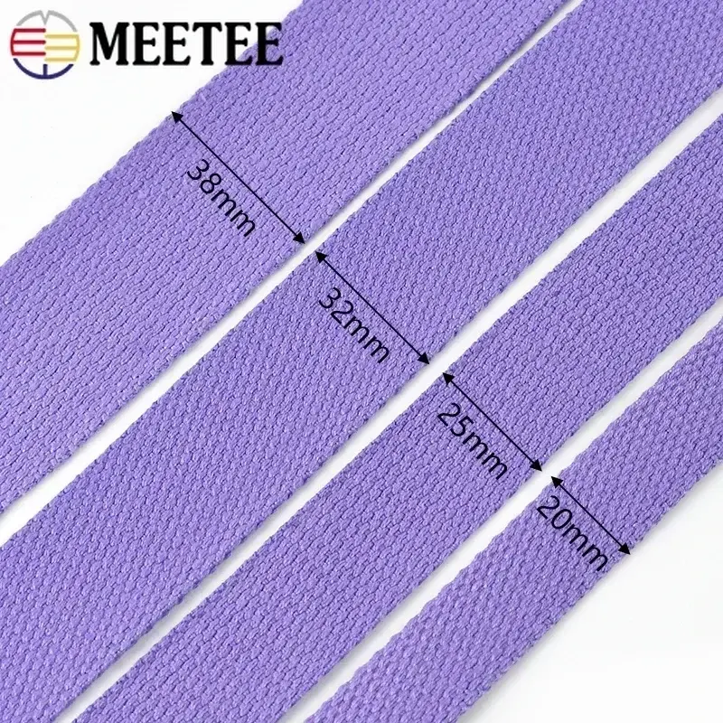 20-38mm 8Meters 2mm Thick Polyester Cotton Webbing Tapes Ribbon Belt for Canvas Bags Backpack Strap Bands Garment Sewing Crafts
