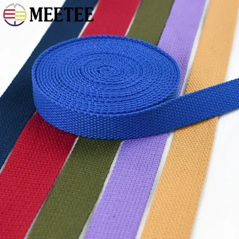 20-38mm 8Meters 2mm Thick Polyester Cotton Webbing Tapes Ribbon Belt for Canvas Bags Backpack Strap Bands Garment Sewing Crafts