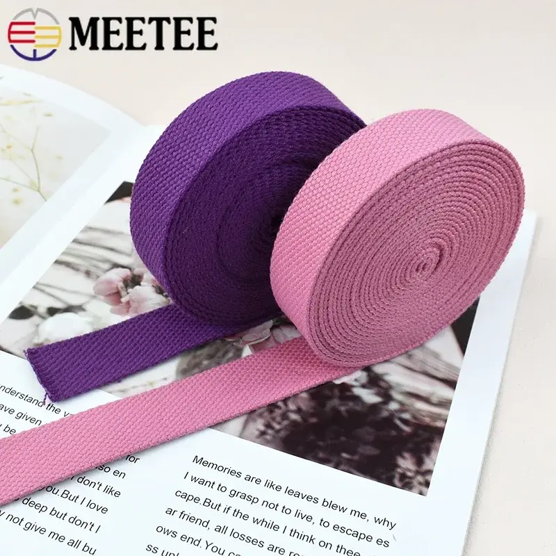 20-38mm 8Meters 2mm Thick Polyester Cotton Webbing Tapes Ribbon Belt for Canvas Bags Backpack Strap Bands Garment Sewing Crafts