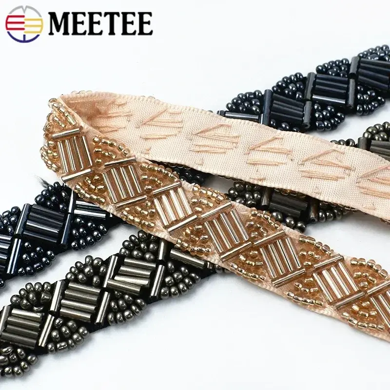 2/5Yards 15mm Mesh Beaded Lace Ribbon Trim Fringe Webbing Tape Handmade Bag Dress Decoration Band DIY Clothes Sewing Accessories