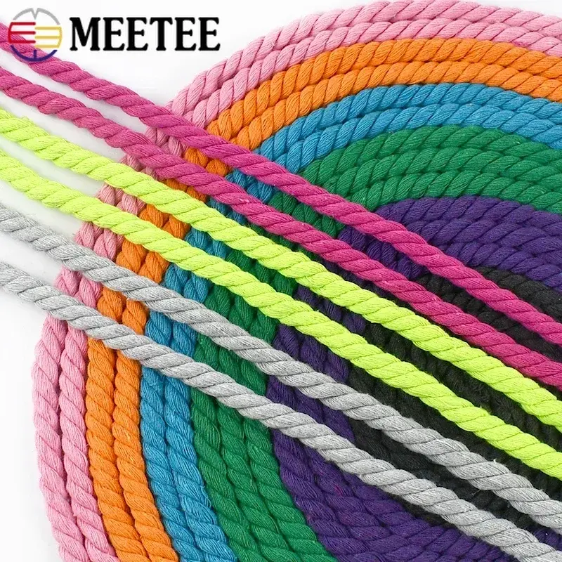 5Meters 5/8/10/12/20mm Cotton Rope Cords Three-strand Twisted Cord Home Decoration Bag Thread String DIY Sewing Accessories