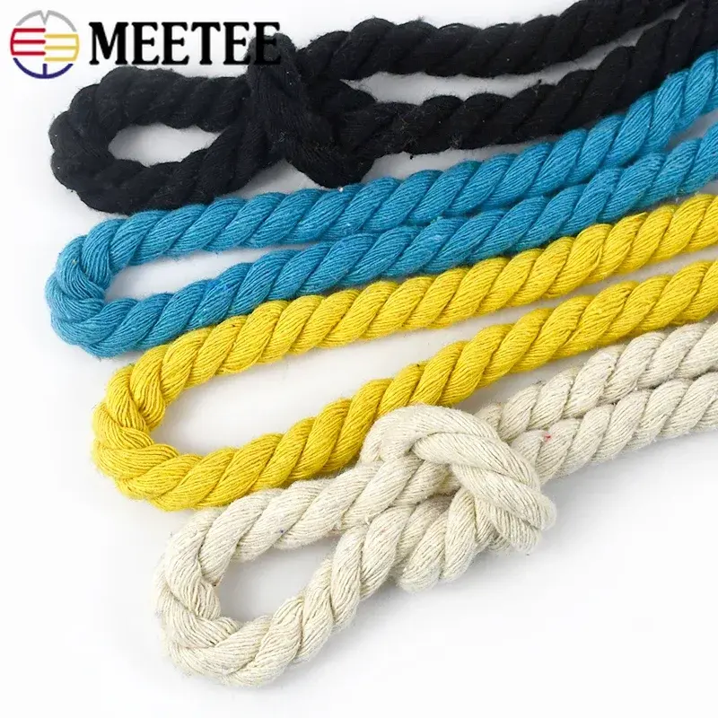 5Meters 5/8/10/12/20mm Cotton Rope Cords Three-strand Twisted Cord Home Decoration Bag Thread String DIY Sewing Accessories