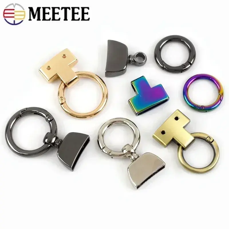 20/25mm 5/10Pcs Metal Ring Buckle Bags Spring Clip Clasp Strap Stopper Keychain Decorative Connect Hook Buckles Sewing Accessory