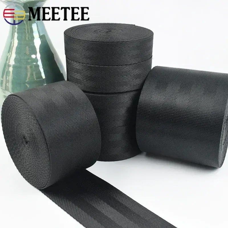 20-70mm 1-5M Black Nylon Webbing Tape for Car Seat Belt Backpack Ribbon Strap Pet Collar Band Bia Binding DIY Sewing Accessories