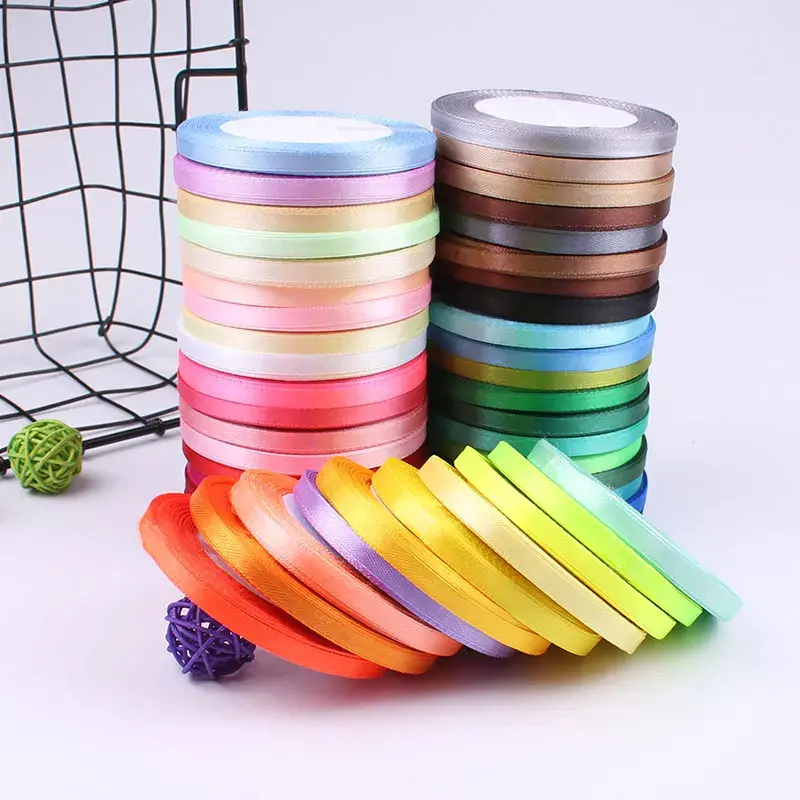 6mm Satin Ribbon 22Meters/Roll Christmas Halloween Wedding Birthday Party Gift Box Cake Wrapping DIY Crafts Sewing Ribbons