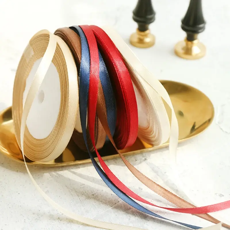 6mm Satin Ribbon 22Meters/Roll Christmas Halloween Wedding Birthday Party Gift Box Cake Wrapping DIY Crafts Sewing Ribbons