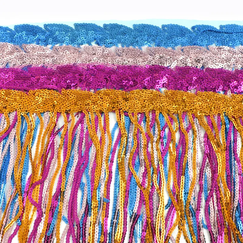 20cm 1-5Yards Sequins Tassel Fringes for Latin Dance Dress Sewing Lace Trim Ribbon Clothes Decorative Trimming DIY Accessories