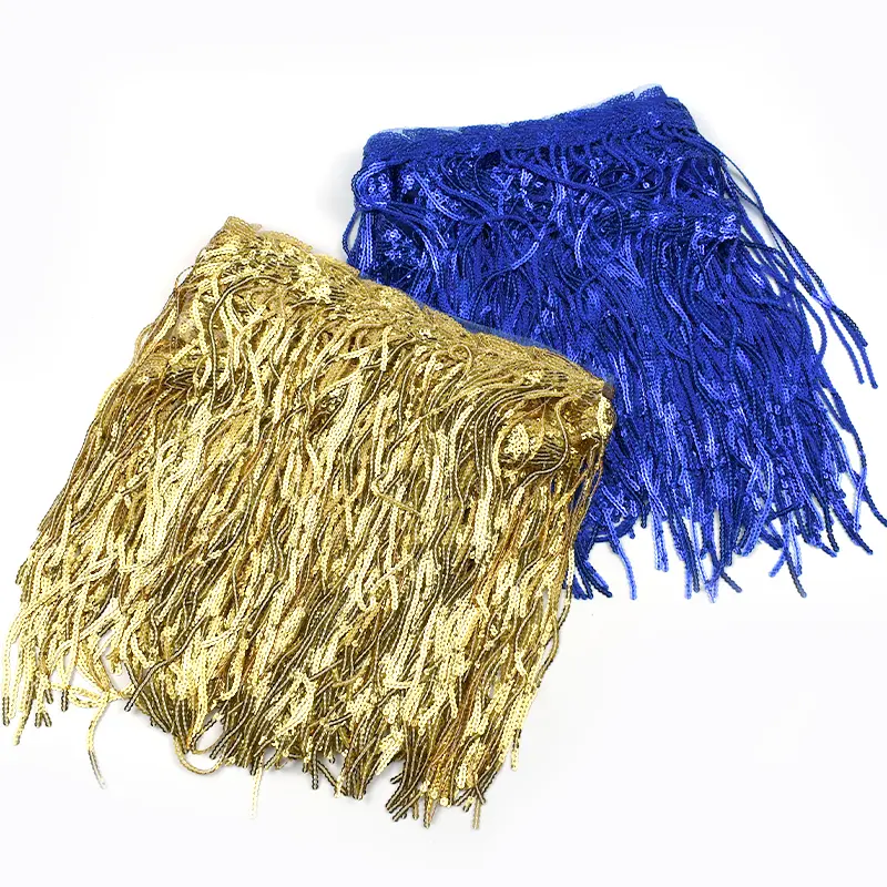 20cm 1-5Yards Sequins Tassel Fringes for Latin Dance Dress Sewing Lace Trim Ribbon Clothes Decorative Trimming DIY Accessories