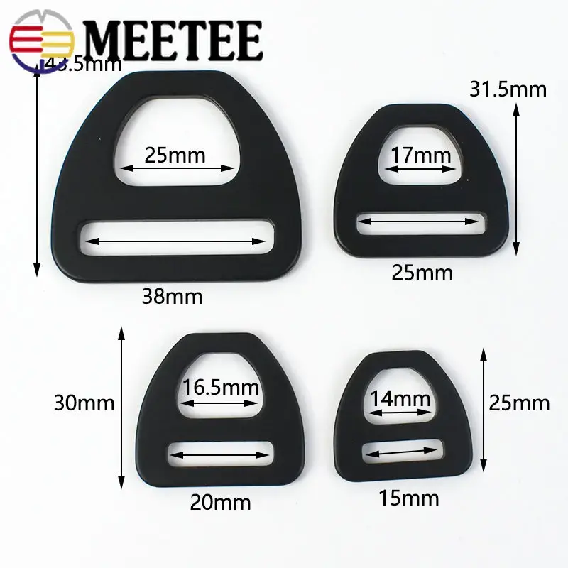 5Pcs Metal Bag Strap Buckels 15/20/25/38mm D Ring Buckle Webbing Pet Collar Clasp Adjuster Hook DIY Handbag Hardware Accessories