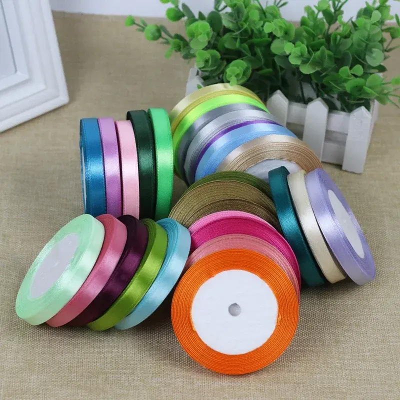 10mm Satin Ribbon (22Meters/Roll) Christmas Halloween Wedding Birthday Party Gift Box Cake Wrapping DIY Crafts Sewing Ribbons
