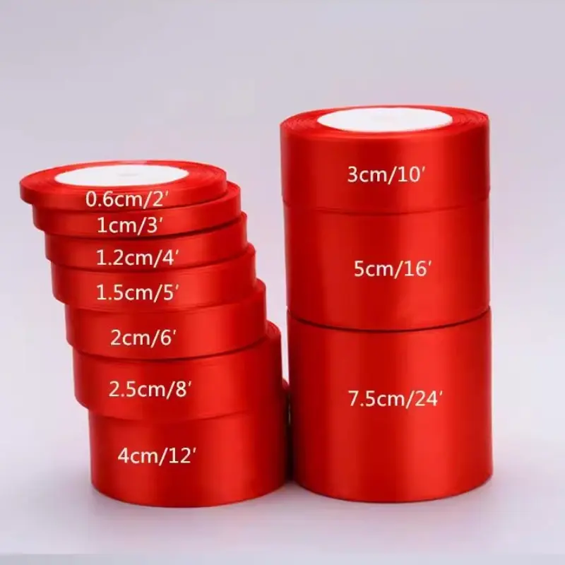 6-10-12-15-20-25mm Satin Ribbons Christmas Halloween Wedding Birthday Party Gift Packaging DIY Crafts Scrapbooking Accessories
