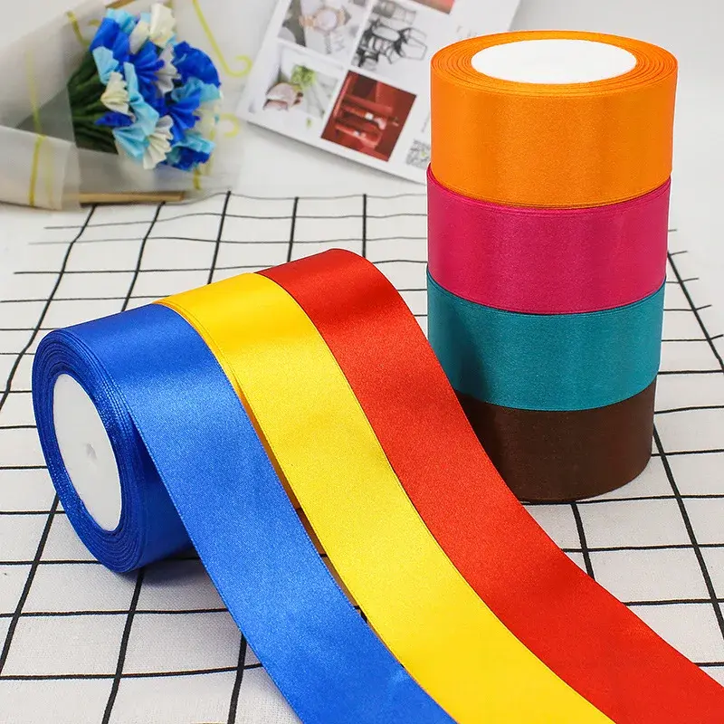 4cm Satin Ribbons 22Meters/Lot Christmas Halloween Wedding Birthday Party Gift Box Wrapping Ribbons DIY Handmade Crafts Fabric