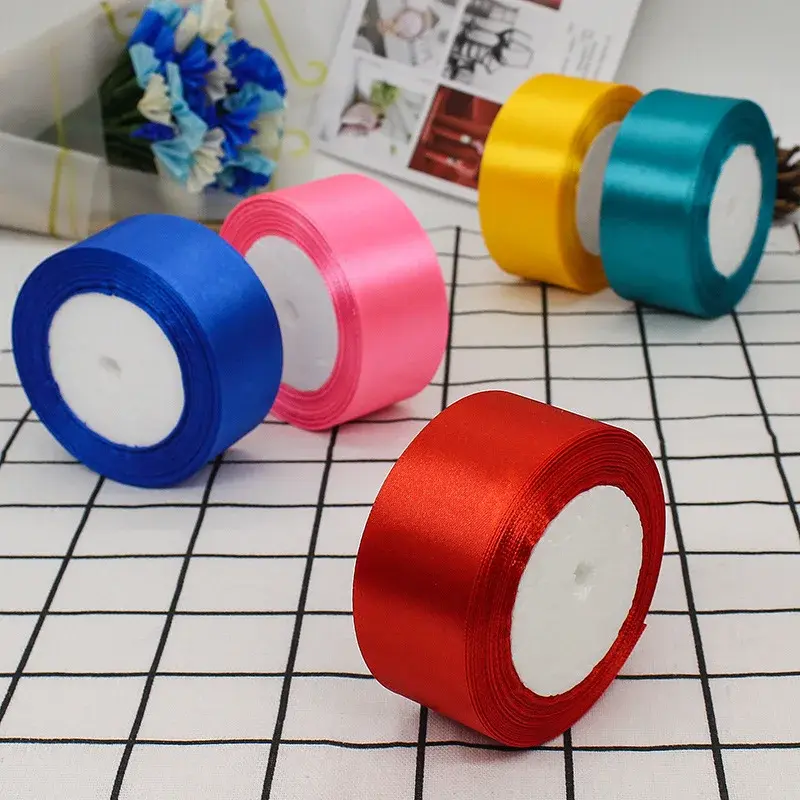 4cm Satin Ribbons 22Meters/Lot Christmas Halloween Wedding Birthday Party Gift Box Wrapping Ribbons DIY Handmade Crafts Fabric
