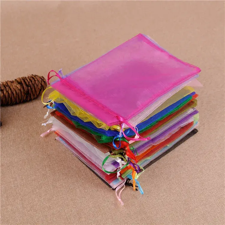50PCS 9x12cm Organza Drawstring Bags Jewelry Packaging & Display Bags Christmas Halloween Wedding Birthday Party Candy Gift Bags