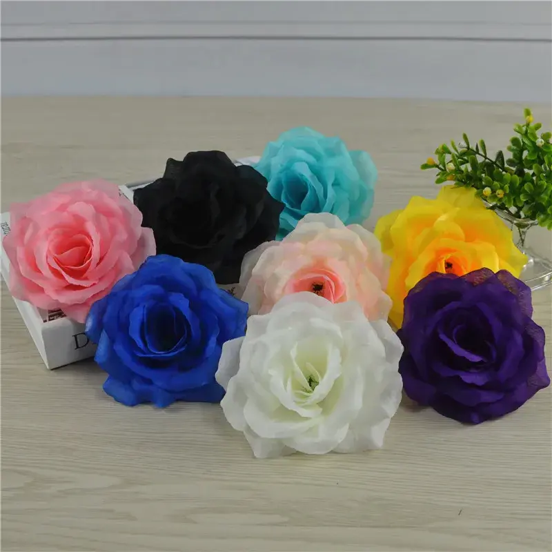 10piece 10cm Silk Artificial Roses Flower Head Christmas Halloween Birthday Party Decor Fake Flowers DIY Wedding Flower Wall