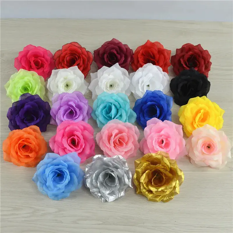 10piece 10cm Silk Artificial Roses Flower Head Christmas Halloween Birthday Party Decor Fake Flowers DIY Wedding Flower Wall