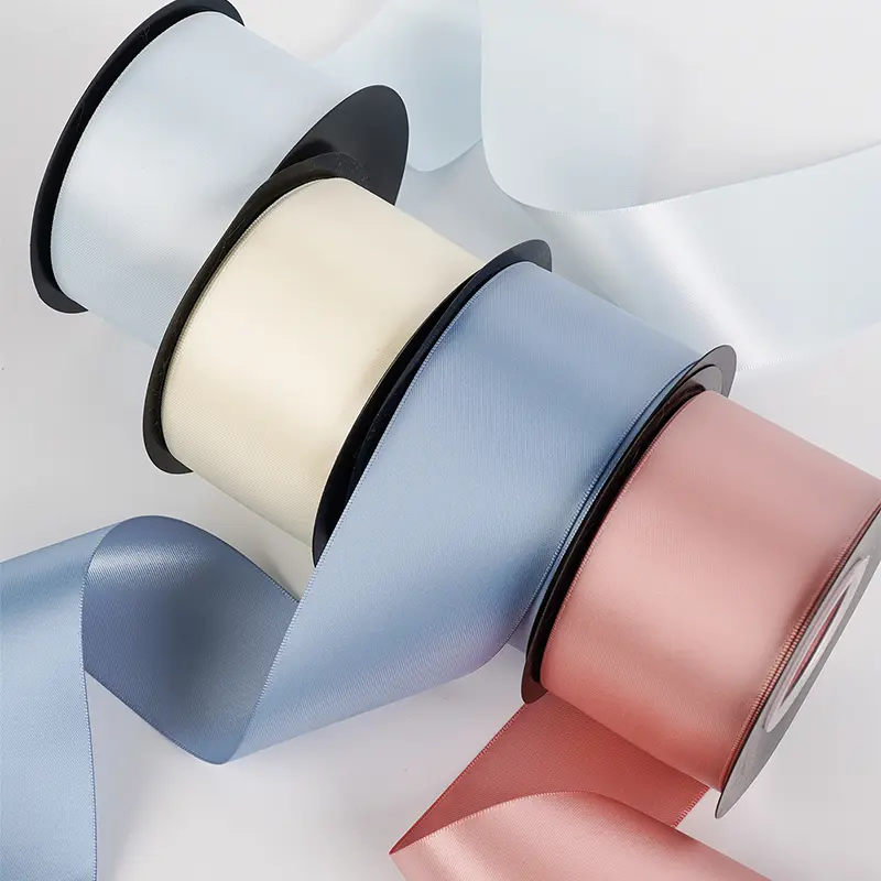 18meters/roll 50mm Double Faced Satin Ribbon Soild Color Wedding Party Christmas Decoration Box Decorative Ribbon