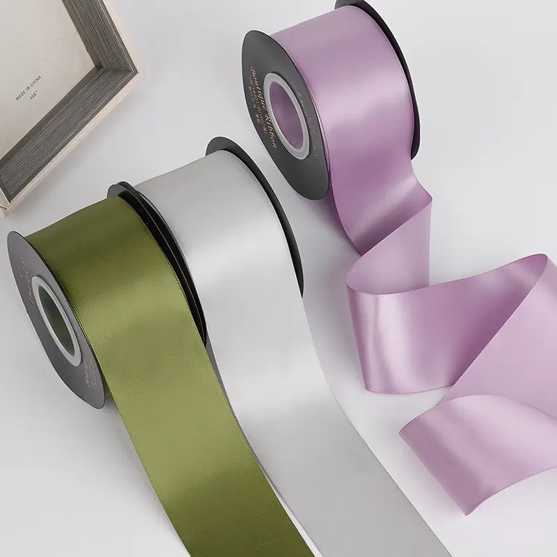18meters/roll 50mm Double Faced Satin Ribbon Soild Color Wedding Party Christmas Decoration Box Decorative Ribbon