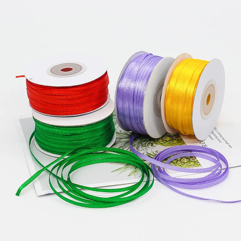 3mm 91meters/Roll Double Sided Satin Ribbon Wedding Party Decoration Handmade DIY Christmas Accessories